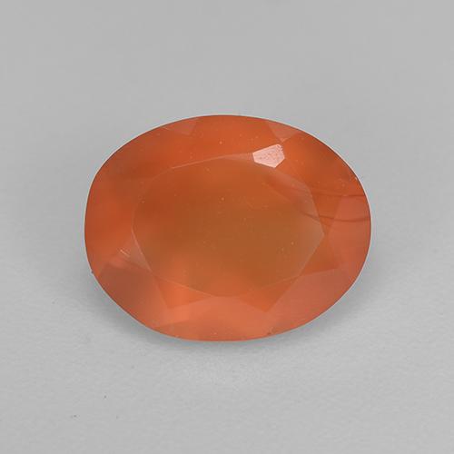 1.51캐럿 천연 붉은빛 오렌지 카넬리안, 타원형 컷, 8.9×7 mm, 투명한