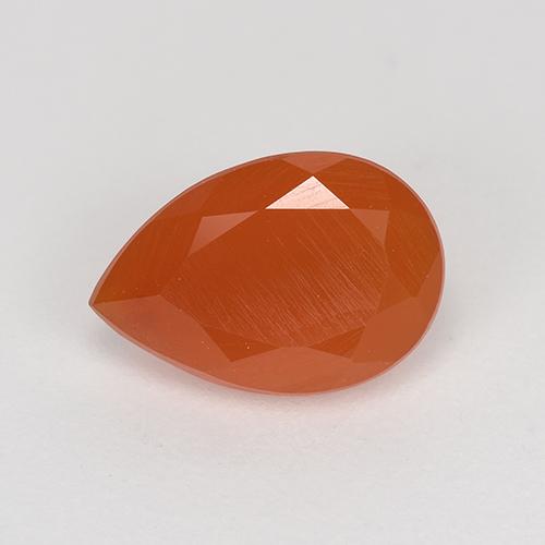 1.27캐럿 천연 깊은 붉은빛 오렌지 카넬리안, 배 모양, 9.2×6.3 mm, 투명한