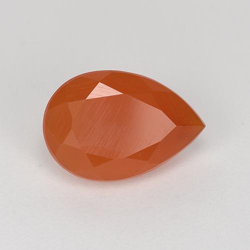 1.27캐럿 천연 깊은 붉은빛 오렌지 카넬리안, 배 모양, 9.2×6.3 mm, 투명한