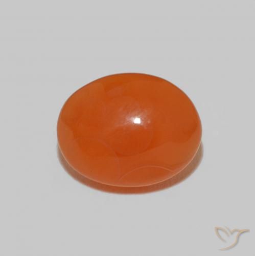 2.18ct 자연스러운 짙은 붉은 오렌지 홍옥수, 타원형, 불투명체