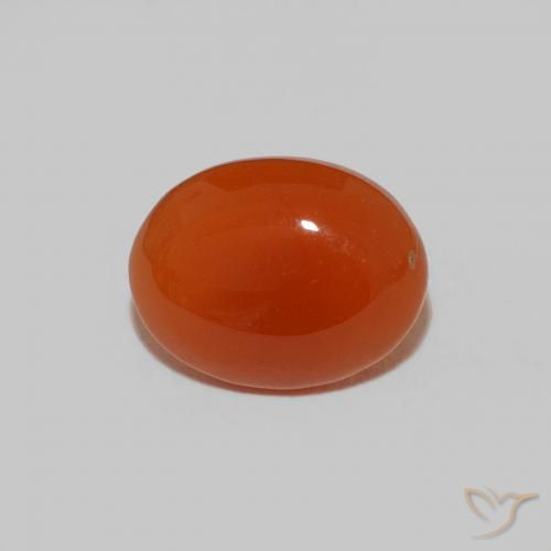 1.59캐럿 천연 미디엄 오렌지 카넬리안, 타원형 컷, 9.1×7.1 mm, 불투명체