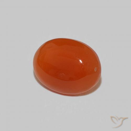 1.59캐럿 천연 미디엄 오렌지 카넬리안, 타원형 컷, 9.1×7.1 mm, 불투명체