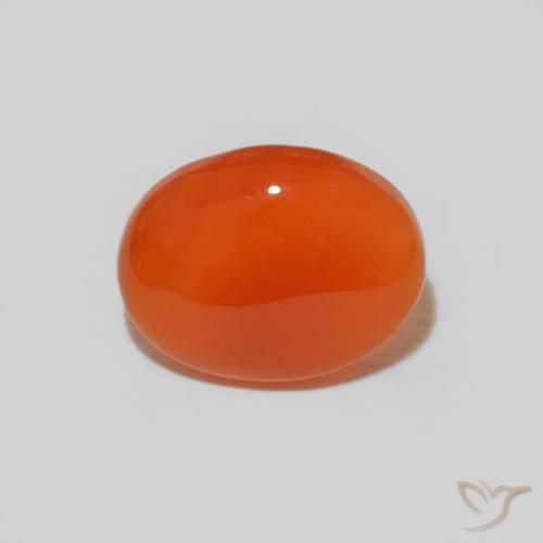 1.63ct 자연스러운 인텐스 오렌지 홍옥수, 타원형, 불투명체
