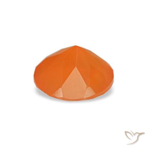 0.41캐럿 천연 미디엄 오렌지 카넬리안, 라운드 컷, 5.18 mm, 투명한