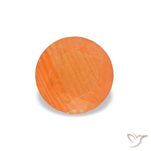 0.38캐럿 천연 밝은 오렌지 카넬리안, 라운드 컷, 5.11 mm, 투명한