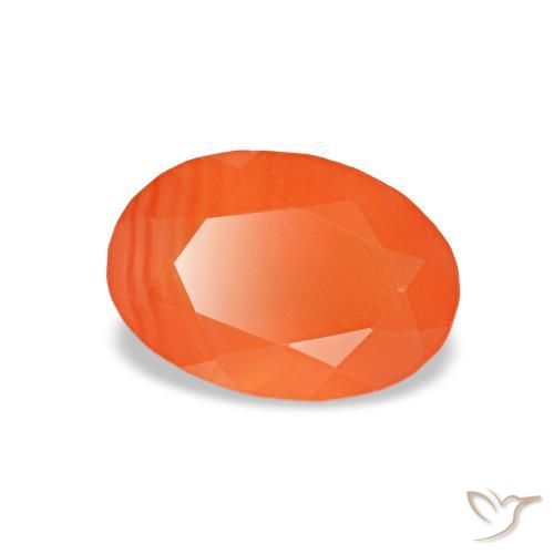 0.44캐럿 천연 파이어 오렌지 카넬리안, 타원형 컷, 6.2×4.3 mm, 투명한