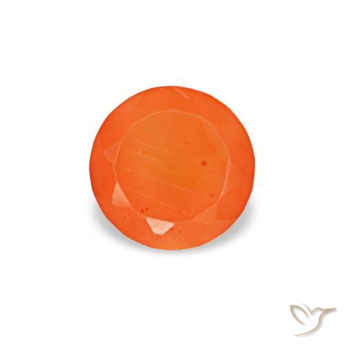 0.20캐럿 천연 밝은 오렌지 카넬리안, 라운드 컷, 3.85 mm, 투명한