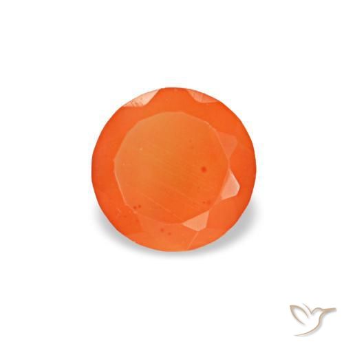 0.20캐럿 천연 밝은 오렌지 카넬리안, 라운드 컷, 3.85 mm, 투명한
