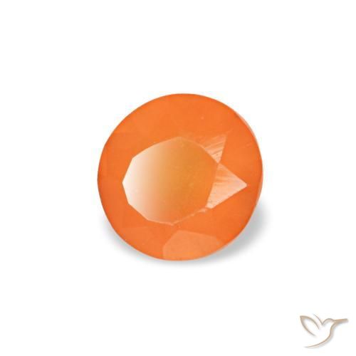 0.18캐럿 천연 따뜻한 살구 오렌지 카넬리안, 라운드 컷, 3.87 mm, 투명한