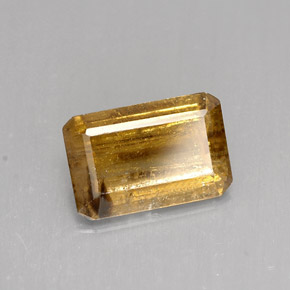 4.12캐럿 천연 골든 브라운 카시테라이트, 에메랄드 컷, 9.4×6.3 mm, SI