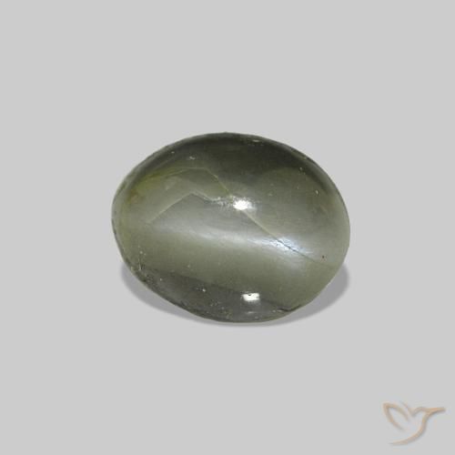 0.71캐럿 천연 미디엄 그린 Cat's Eye Alexandrite, 타원형, 불투명체