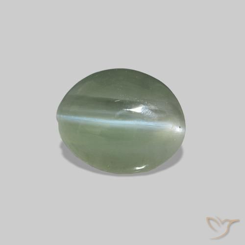 0.62캐럿 천연 미디엄 그린 Cat's Eye Alexandrite, 타원형, 불투명체