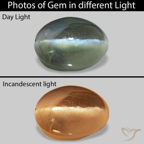 0.74캐럿 천연 녹색 Cat's Eye Alexandrite, 타원형, 불투명체