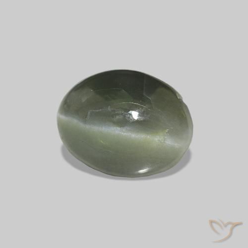0.62캐럿 천연 옅은 숲 녹색 Cat's Eye Alexandrite, 타원형, 불투명체