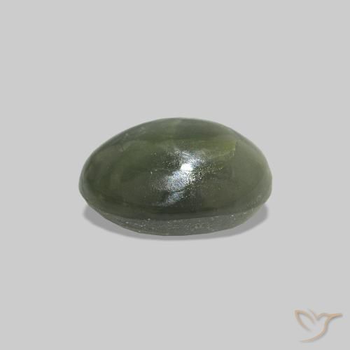 0.62캐럿 천연 옅은 숲 녹색 Cat's Eye Alexandrite, 타원형, 불투명체