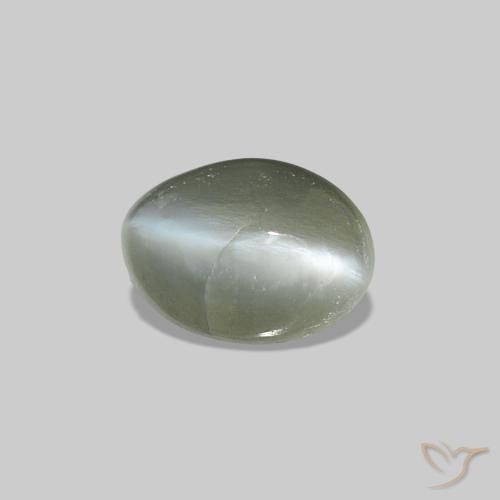 0.40캐럿 천연 미디엄 그린 Cat's Eye Alexandrite, 타원형, 불투명체