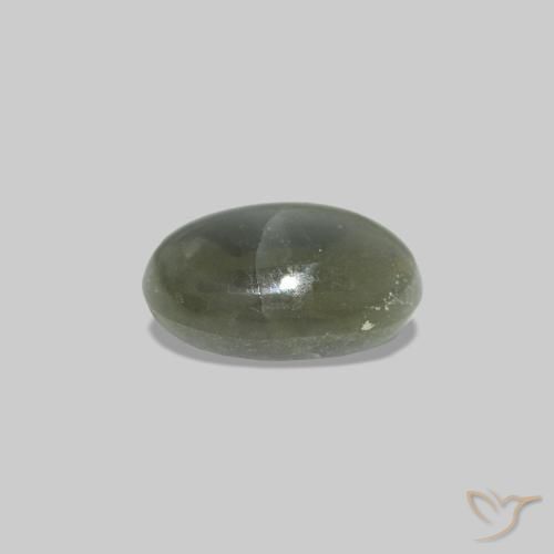 0.40캐럿 천연 미디엄 그린 Cat's Eye Alexandrite, 타원형, 불투명체