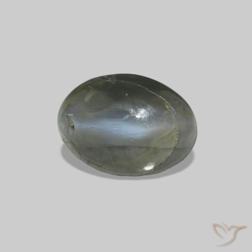 0.52캐럿 천연 옅은 녹색을 띤 회색 Cat's Eye Alexandrite, 타원형, 불투명체
