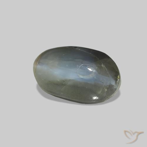1.25캐럿 천연 옅은 녹색을 띤 회색 Cat's Eye Alexandrite, 타원형, 불투명체