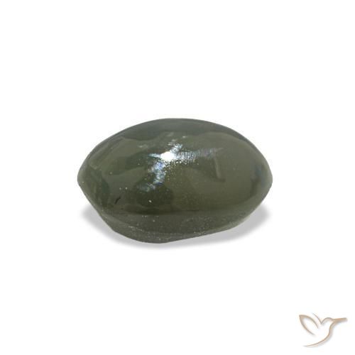 0.50캐럿 천연 옅은 녹색을 띤 회색 Cat's Eye Alexandrite, 타원형 컷, 5.1×3.5 mm, 불투명체