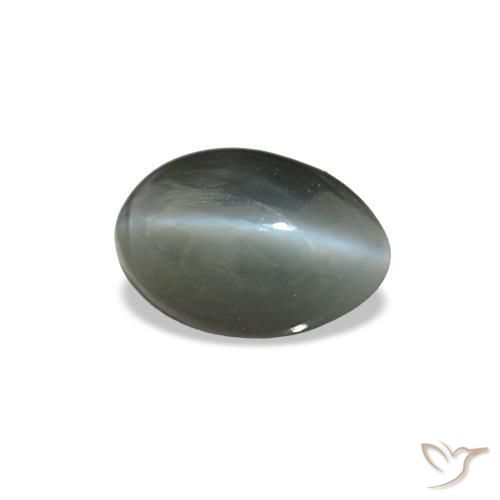 0.56캐럿 천연 옅은 녹색을 띤 회색 Cat's Eye Alexandrite, 타원형 컷, 5.5×3.8 mm, 불투명체