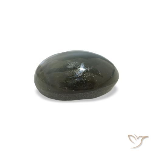 0.56캐럿 천연 옅은 녹색을 띤 회색 Cat's Eye Alexandrite, 타원형 컷, 5.5×3.8 mm, 불투명체
