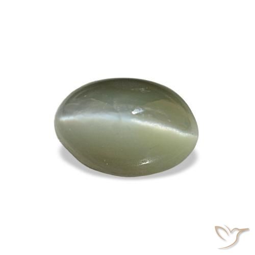 0.59캐럿 천연 회색 녹색 Cat's Eye Alexandrite, 타원형 컷, 5.2×3.6 mm, 불투명체