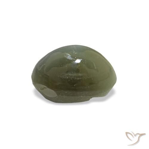0.59캐럿 천연 회색 녹색 Cat's Eye Alexandrite, 타원형 컷, 5.2×3.6 mm, 불투명체