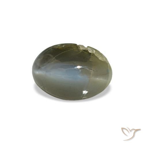 0.51캐럿 천연 회색 녹색 Cat's Eye Alexandrite, 타원형 컷, 5.5×3.7 mm, 불투명체