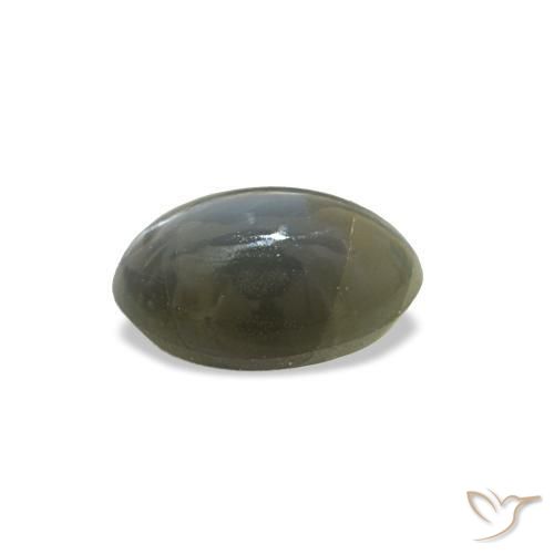 0.51캐럿 천연 회색 녹색 Cat's Eye Alexandrite, 타원형 컷, 5.5×3.7 mm, 불투명체
