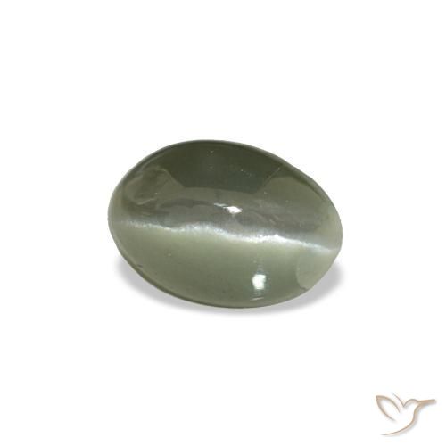 0.53캐럿 천연 회색 녹색 Cat's Eye Alexandrite, 타원형 컷, 5.2×3.6 mm, 불투명체