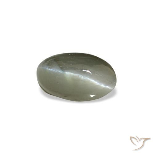 0.50캐럿 천연 미디엄 그린 Cat's Eye Alexandrite, 타원형 컷, 5.4×3.1 mm, 불투명체