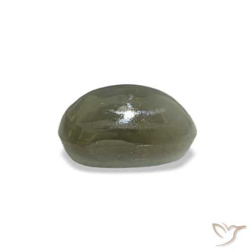0.50캐럿 천연 미디엄 그린 Cat's Eye Alexandrite, 타원형 컷, 5.4×3.1 mm, 불투명체