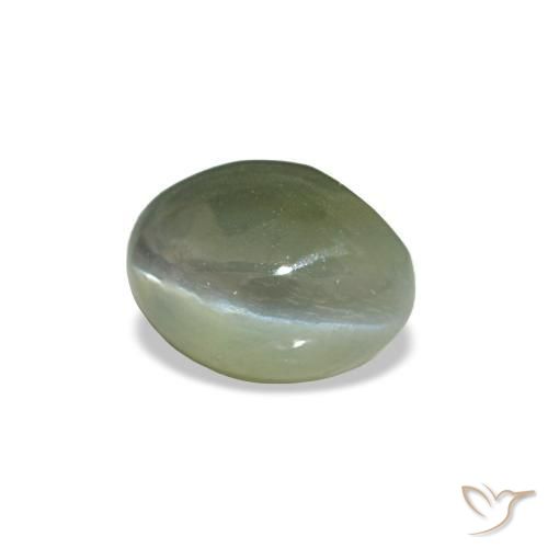 0.54캐럿 천연 미디엄 그린 Cat's Eye Alexandrite, 타원형 컷, 5×3.8 mm, 불투명체