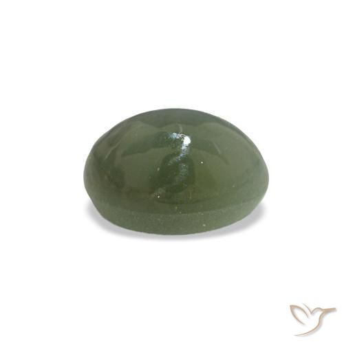 0.54캐럿 천연 미디엄 그린 Cat's Eye Alexandrite, 타원형 컷, 5×3.8 mm, 불투명체