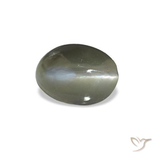 0.54캐럿 천연 미디엄 그린 Cat's Eye Alexandrite, 타원형 컷, 5.3×3.9 mm, 불투명체
