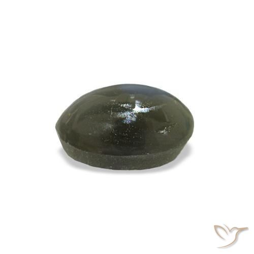 0.54캐럿 천연 미디엄 그린 Cat's Eye Alexandrite, 타원형 컷, 5.3×3.9 mm, 불투명체