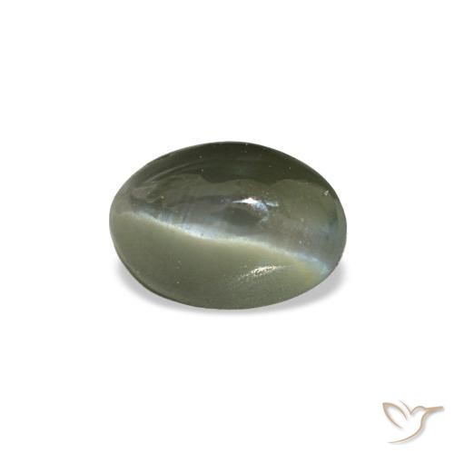 0.49캐럿 천연 미디엄 그린 Cat's Eye Alexandrite, 타원형 컷, 4.9×3.4 mm, 불투명체