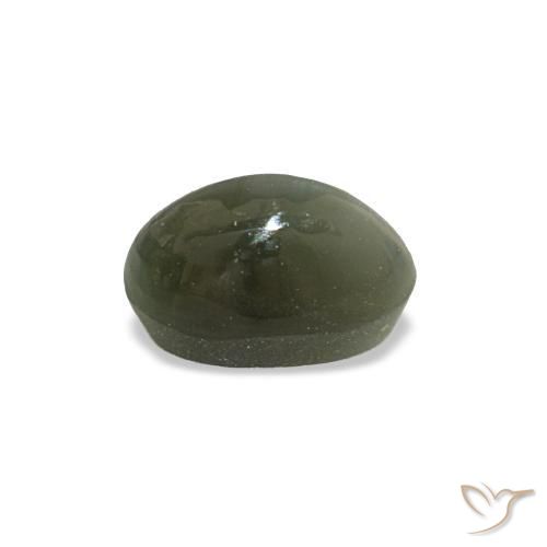 0.49캐럿 천연 미디엄 그린 Cat's Eye Alexandrite, 타원형 컷, 4.9×3.4 mm, 불투명체