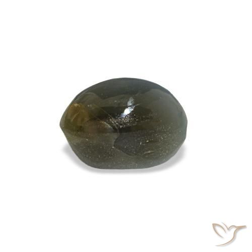 0.52캐럿 천연 회색 녹색 Cat's Eye Alexandrite, 타원형 컷, 5×3.4 mm, 불투명체