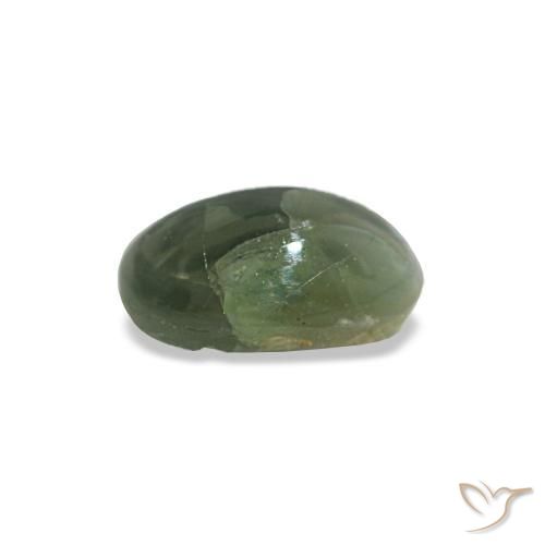 0.44캐럿 천연 미디엄 그린 Cat's Eye Alexandrite, 타원형 컷, 5.2×3.7 mm, 불투명체