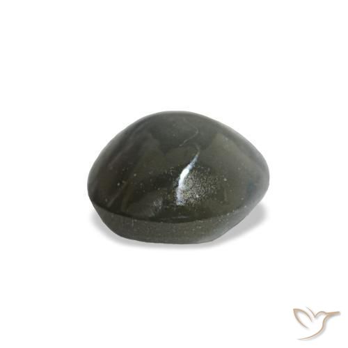 0.51캐럿 천연 어두운 회색 Cat's Eye Alexandrite, 타원형 컷, 4.6×4.4 mm, 불투명체