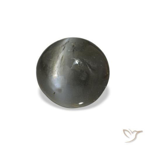0.47캐럿 천연 어두운 회색 Cat's Eye Alexandrite, 타원형 컷, 4.7×4.4 mm, 불투명체