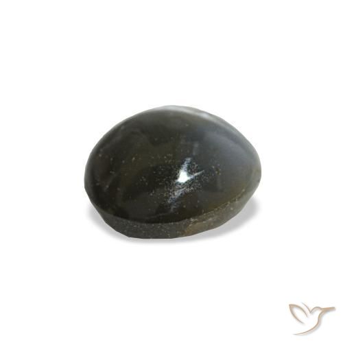 0.47캐럿 천연 어두운 회색 Cat's Eye Alexandrite, 타원형 컷, 4.7×4.4 mm, 불투명체