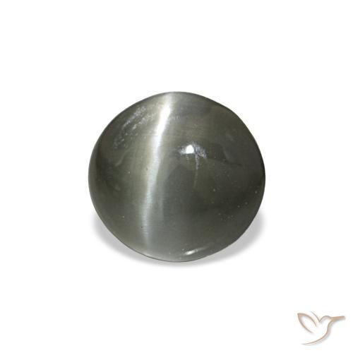 0.42캐럿 천연 어두운 회색 Cat's Eye Alexandrite, 타원형 컷, 4.6×4.3 mm, 불투명체
