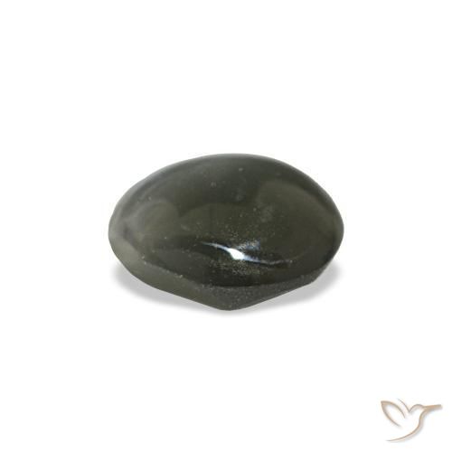 0.42캐럿 천연 어두운 회색 Cat's Eye Alexandrite, 타원형 컷, 4.6×4.3 mm, 불투명체