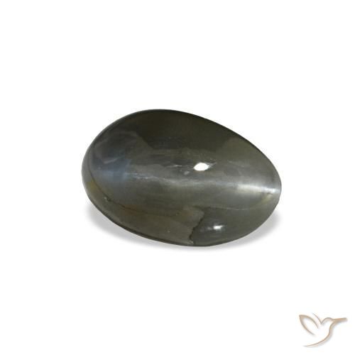 0.46캐럿 천연 어두운 회색 Cat's Eye Alexandrite, 타원형 컷, 5.3×3.3 mm, 불투명체