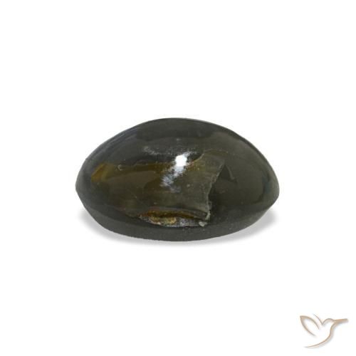 0.46캐럿 천연 어두운 회색 Cat's Eye Alexandrite, 타원형 컷, 5.3×3.3 mm, 불투명체