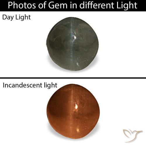 0.66ct 그레이 Cat's Eye Alexandrite, 라운드, 불투명체