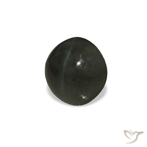 0.66캐럿 천연 초록빛이 도는 회색 Cat's Eye Alexandrite, 라운드 컷, 4.86 mm, 불투명체